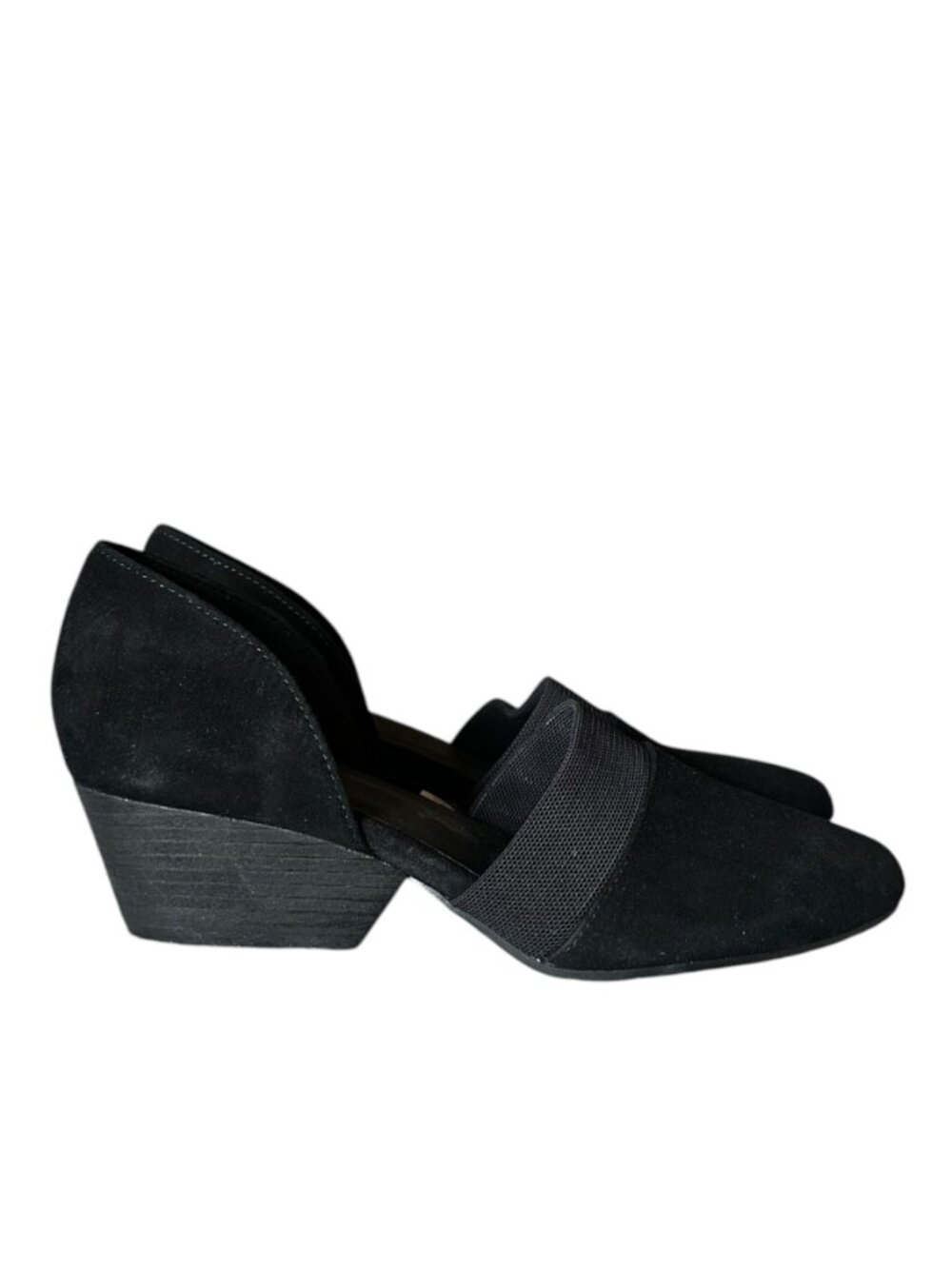 Eileen Fisher Hilly Wedge d'Orsay Pump in Black Leather Suede